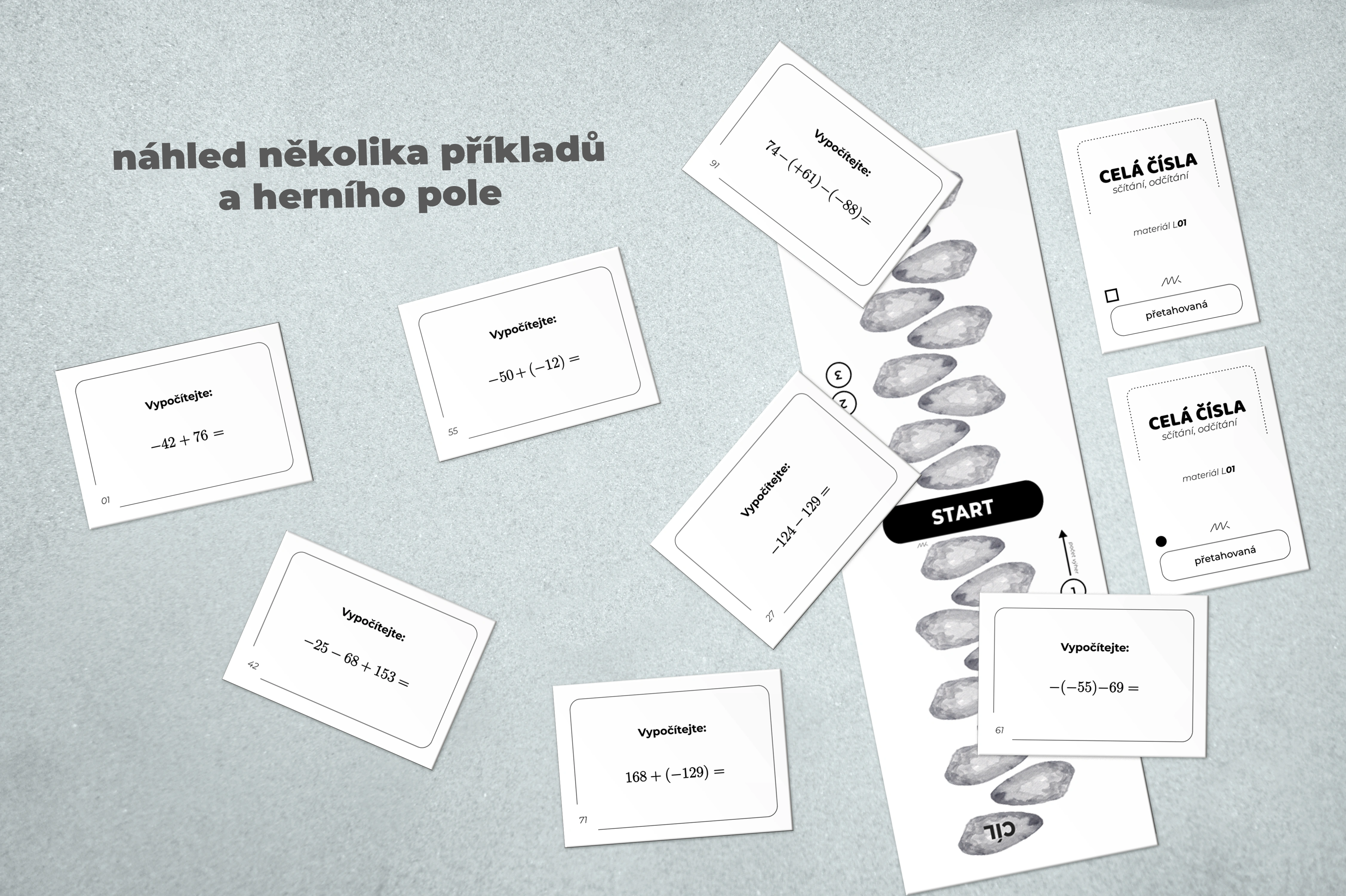 Náhledový obrázek k materiálu celá čísla - sčítání a odčítání, přetahovaná