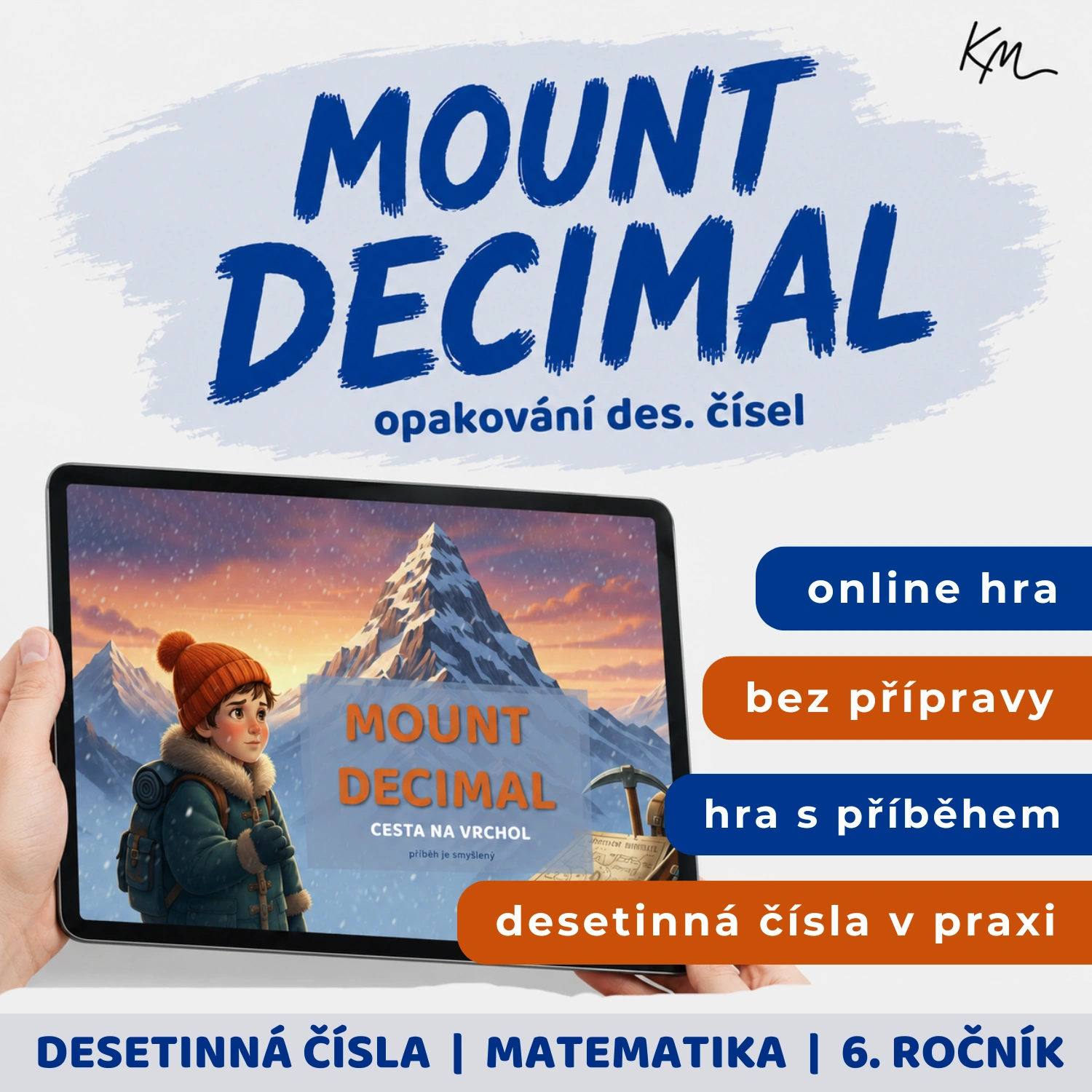 Titulní obrázek ke hře Mount Decimal - opakování desetinných čísel do hodin matematiky.