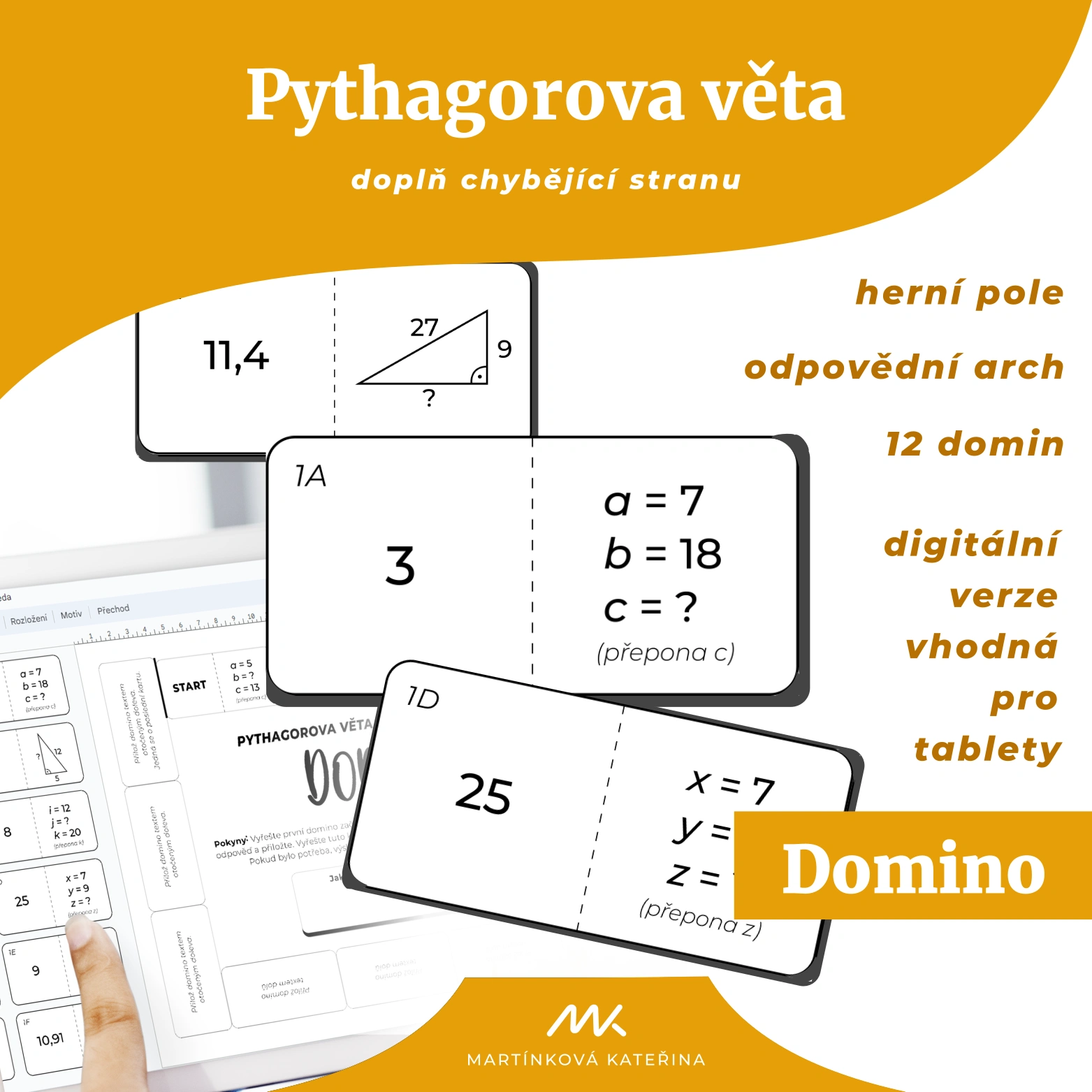 Titulní obrázek k materiálu N01 - doplň chybějící stranu do trojúhelníku, Pythagorova věta