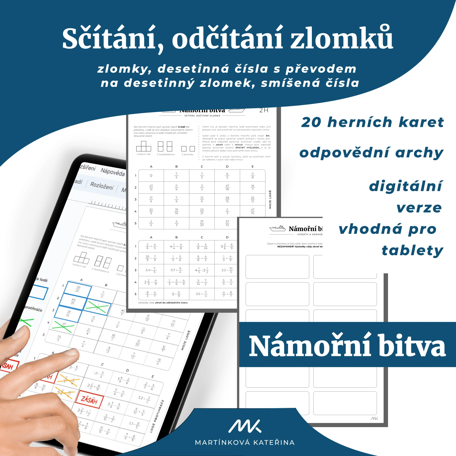 Titulní obrázek k materiálu M06 - sčítání, odčítání zlomků