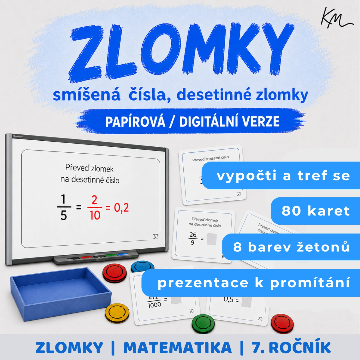 Titulní obrázek k materiálu M04 - převod smíšených čísel, desetinných zlomků