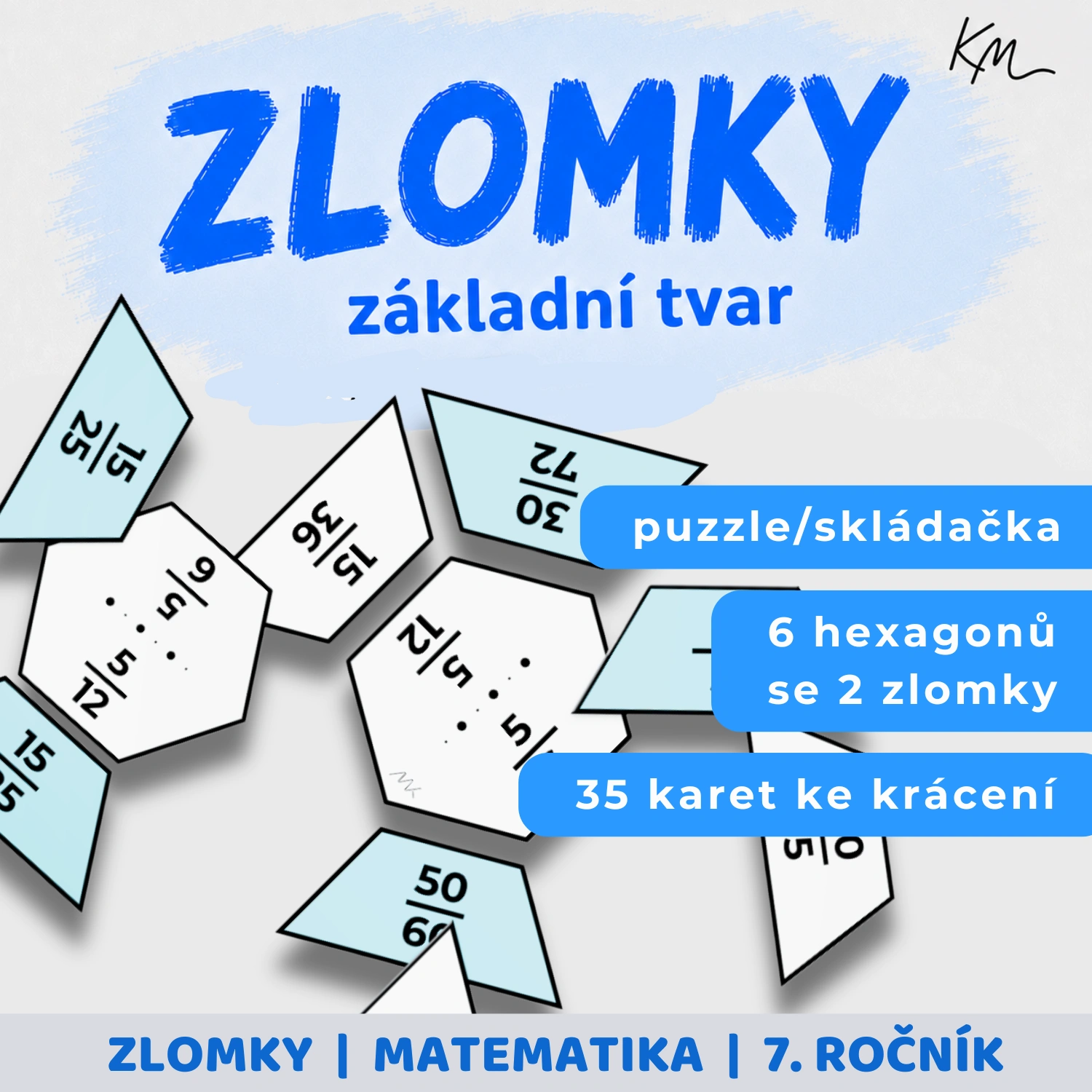 Titulní obrázek k materiálu M02 - krácení zlomků k základnímu tvaru